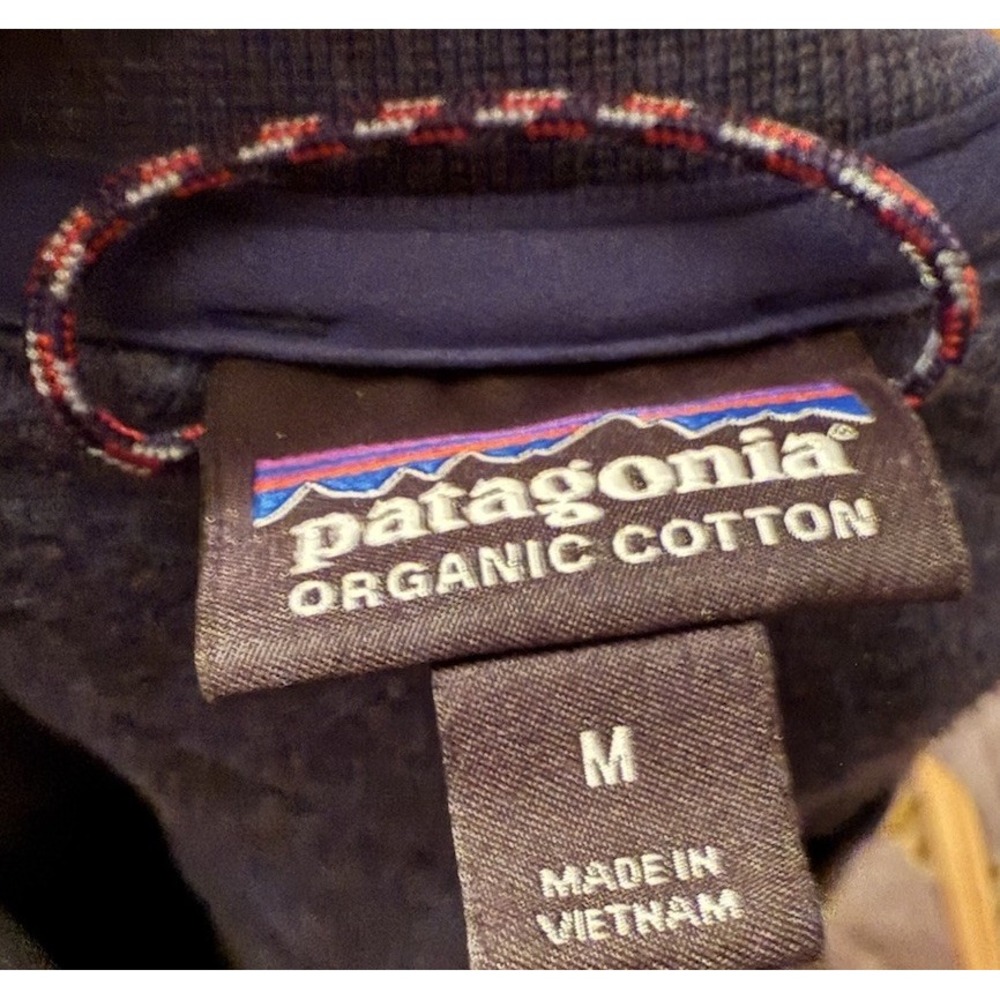 Patagonia Sweatshirt Sweater  Womens‎ Sz-Med Blue Quilted Organic Crew Pullover - Picture 7 of 7
